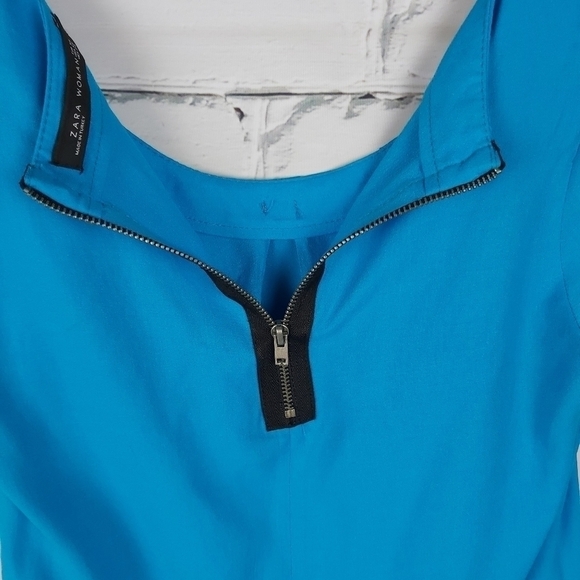 ZARA Zipper Back Blouse blue - Picture 5 of 7